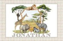 Load image into Gallery viewer, Kids Safari Placemat |  Personalized Laminated Wild Animal
