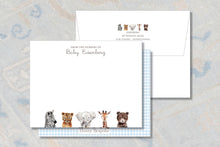 Load image into Gallery viewer, Personalized Baby Stationery | Zoo Animals Notecards | Preppy
