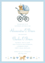 Load image into Gallery viewer, Blue Puppy Baby Shower Invitation | Dog Baby Shower Invite
