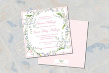 Load image into Gallery viewer, Watercolor Lily of the Valley Baby Shower Invitation | Girl Floral Baptism Invite
