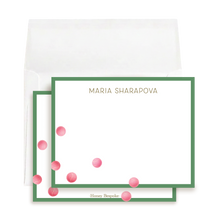 Load image into Gallery viewer, Personalized Tennis Notecards | Pink Tennis Balls Stationery
