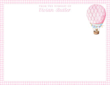 Load image into Gallery viewer, Personalized Baby Girl Stationery | Hot Air Balloon Notecards | From the Nursery
