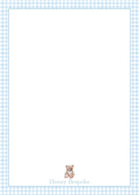 Load image into Gallery viewer, Teddy Bear Watercolor Birth Announcement Boy | Blue Gingham Personalized Card
