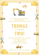 Load image into Gallery viewer, Printable Construction Invitation | Dump Truck Birthday Party Invite | Can You Dig It

