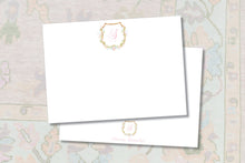 Load image into Gallery viewer, Watercolor Floral Crest  Stationery | Elegant Note Cards
