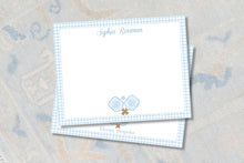 Load image into Gallery viewer, Personalized Pickleball Stationery | Gingham Notecards
