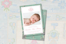 Load image into Gallery viewer, Chinoiserie Baby Birth Announcement | Elegant Birth Announcement
