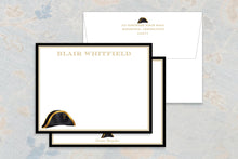 Load image into Gallery viewer, Vanderbilt Stationery | Personalized Note Cards in Black and Gold
