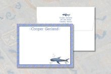 Load image into Gallery viewer, Personalized Shark Thank You Cards | Kids Stationery | Watercolor Shark

