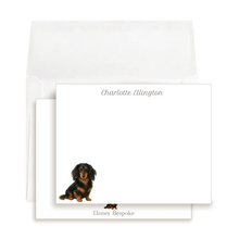 Load image into Gallery viewer, Longhaired Dachshund Stationery | Personalized Wiener Dog Notecards
