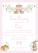 Load image into Gallery viewer, First Birthday Bunny Invitation for Girl – Some Bunny Theme
