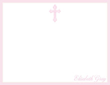 Load image into Gallery viewer, Pink Watercolor Cross Stationery | Personalized Girl Baptism Thank You Cards
