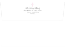 Load image into Gallery viewer, Girl Baptism Invitation | Watercolor Cross | Pink Floral Border | Baby Dedication Invite
