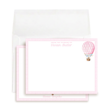 Load image into Gallery viewer, Personalized Baby Girl Stationery | Hot Air Balloon Notecards | From the Nursery
