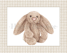 Load image into Gallery viewer, Watercolor Nursery Art Print / Nursery Stuffed Animal Art / Boy Art Print / Stuffed Animal / Dog Theme Nursery / Baby Shower Gift / Gingham
