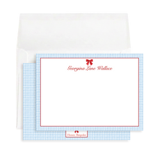 Load image into Gallery viewer, Red Bow Gingham Stationery
