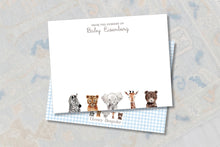 Load image into Gallery viewer, Personalized Baby Stationery | Zoo Animals Notecards | Preppy
