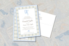 Load image into Gallery viewer, Baby Boy Shower Invitation | Classic Blue Shower Invite | Watercolor Bonnet
