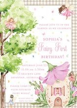 Load image into Gallery viewer, Fairy First Birthday Invitation | Enchanted Garden Party Invite | Fairies and Gnomes
