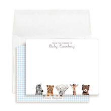 Load image into Gallery viewer, Personalized Baby Stationery | Zoo Animals Notecards | Preppy
