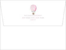 Load image into Gallery viewer, Personalized Baby Girl Stationery | Hot Air Balloon Notecards | From the Nursery
