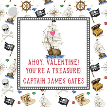 Load image into Gallery viewer, Watercolor Pirate Valentine Gift Tags - Ahoy Themed Classroom Party Favors
