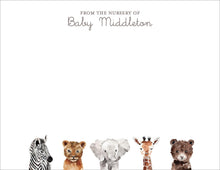 Load image into Gallery viewer, Personalized Baby Stationery | Preppy Zoo Animals Notecards

