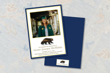 Load image into Gallery viewer, The image is a graduation invitation card for Vivian Georgia McMillan, who is graduating from high school in Michigan on May 31, 2016. The card features a photo of the graduate and a bear, and includes text and a logo for the event.
