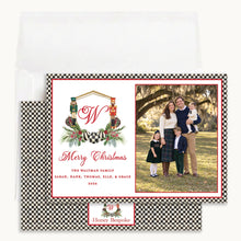 Load image into Gallery viewer, Nutcracker Monogram Christmas Card, front and back with envelope
