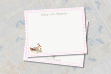 Load image into Gallery viewer, Pink Duckling Thank You Cards | Baby Shower Gingham Stationery Set

