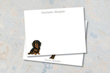 Load image into Gallery viewer, Longhaired Dachshund Stationery | Personalized Wiener Dog Notecards
