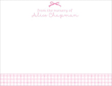 Load image into Gallery viewer, Personalized Baby Girl Stationery | Pink Bow Thank You Cards | Nursery
