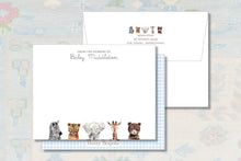 Load image into Gallery viewer, Personalized Baby Stationery | Preppy Zoo Animals Notecards
