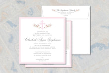 Load image into Gallery viewer, Girl Baptism Invitation | Pink Floral Cross Christening Invite
