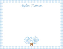 Load image into Gallery viewer, Personalized Pickleball Stationery | Gingham Notecards

