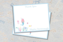 Load image into Gallery viewer, Mermaid Stationery | Under the Sea Thank You Cards | Personalized Notecards
