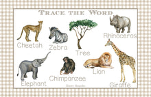 Load image into Gallery viewer, Kids Safari Placemat |  Personalized Laminated Wild Animal
