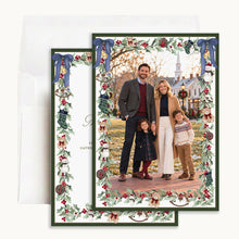 Load image into Gallery viewer, Holly &amp; Teddy Bear Christmas Card, front and back with envelope

