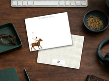 Load image into Gallery viewer, Polo Player Stationery | Personalized Equestrian Note Cards | Preppy Gift
