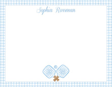 Load image into Gallery viewer, Personalized Pickleball Stationery | Gingham Notecards
