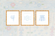 Load image into Gallery viewer, Watercolor Heirloom Dress and Bonnet Monogram Nursery Art
