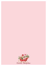 Load image into Gallery viewer, Pink Sleigh Christmas Card, back of card with Honey Bespoke logo
