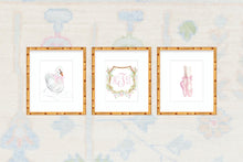 Load image into Gallery viewer, Swan &amp; Ballerina Nursery Art | Monogram Crest Wall Print | Grandmillennial Baby Girl
