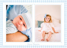 Load image into Gallery viewer, Classic Blue Gingham Birth Announcement Card for Baby Boy | Preppy Newborn Announcement
