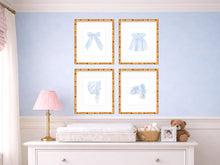 Load image into Gallery viewer, Blue Watercolor Baby Girl Nursery Art Prints | Set of 4
