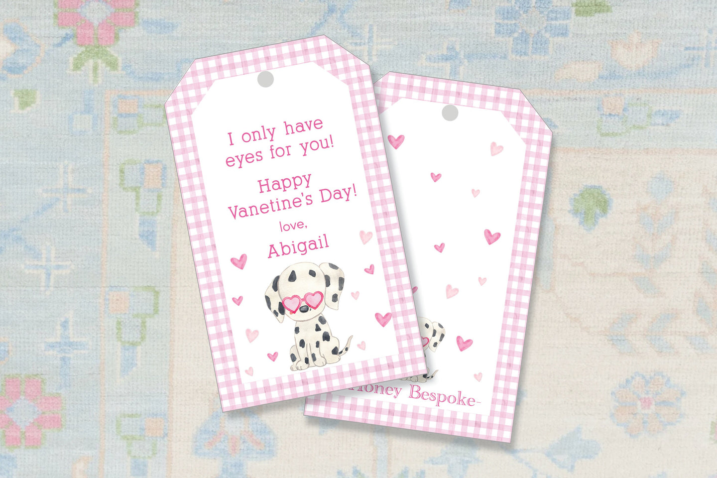 Cute Puppy Valentines Gift Tag - Preppy Doggy Valentines Gift