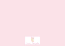 Load image into Gallery viewer, Pink Baby's First Christmas Card, back of card with Honey Bespoke logo
