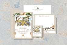 Load image into Gallery viewer, Safari Animals First Birthday Invitation | Zoo Party Invite

