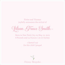 Load image into Gallery viewer, Watercolor Lily Birth Announcement | Baby Girl Announcement | Lily of the Valley
