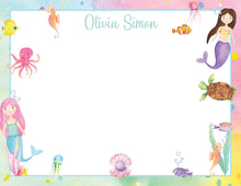 Load image into Gallery viewer, Watercolor Mermaid Thank You Cards: Under the Sea Stationery
